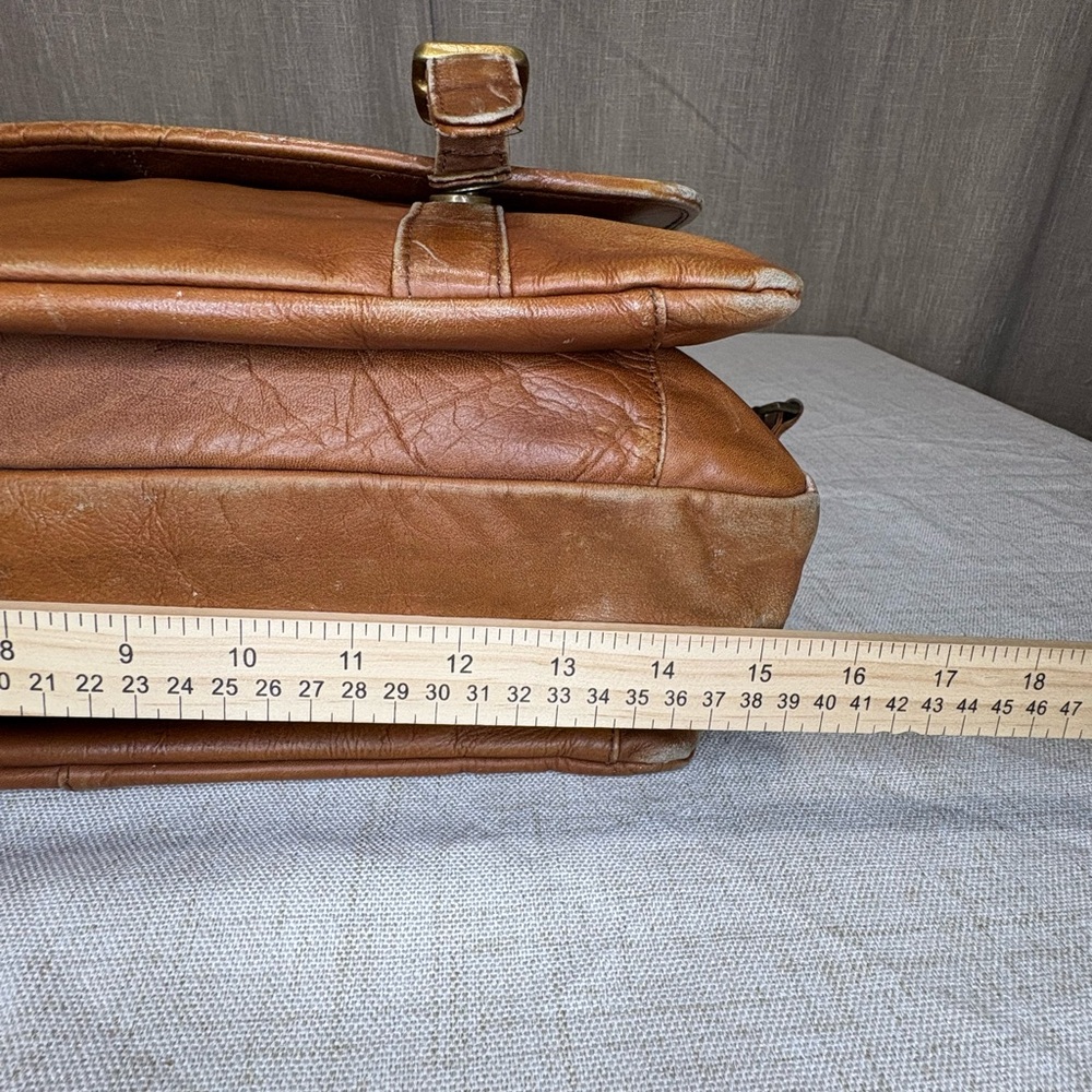 Frye Vintage Leather Flap Top Briefcase Messenger Bag - Picture 10 of 12